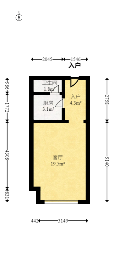 佳兴国际汇  1室1厅1卫   38.00万室内图1