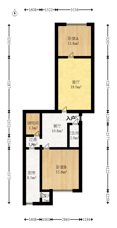 湖南财政经济学院教职工宿舍  3室2厅1卫    78.5万室内图1