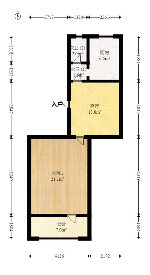 南沙井红旗织布厂宿舍  1室1厅1卫   27.50万室内图1