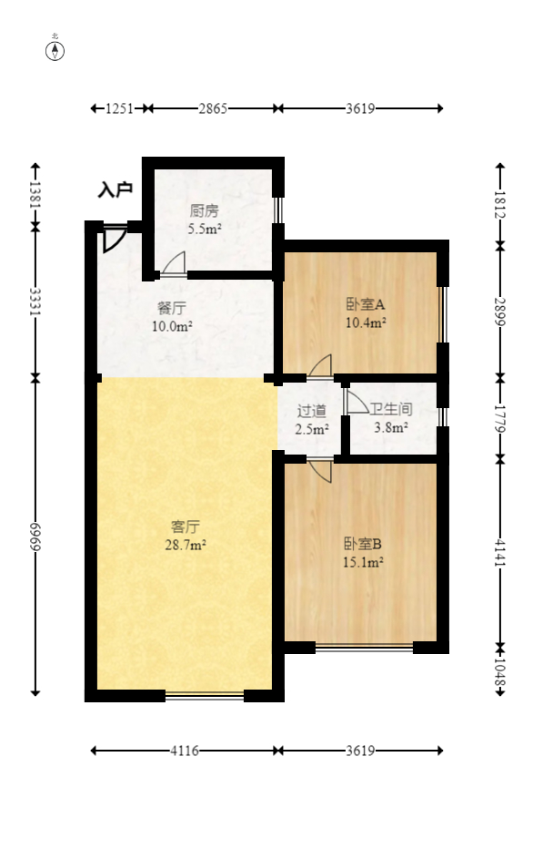 丽发新城  2室2厅1卫    56.0万室内图1