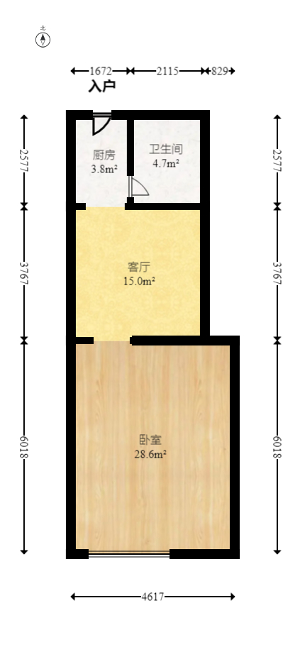 鑫远悦城（鑫远悦时代）  1室1厅1卫   46.00万室内图1