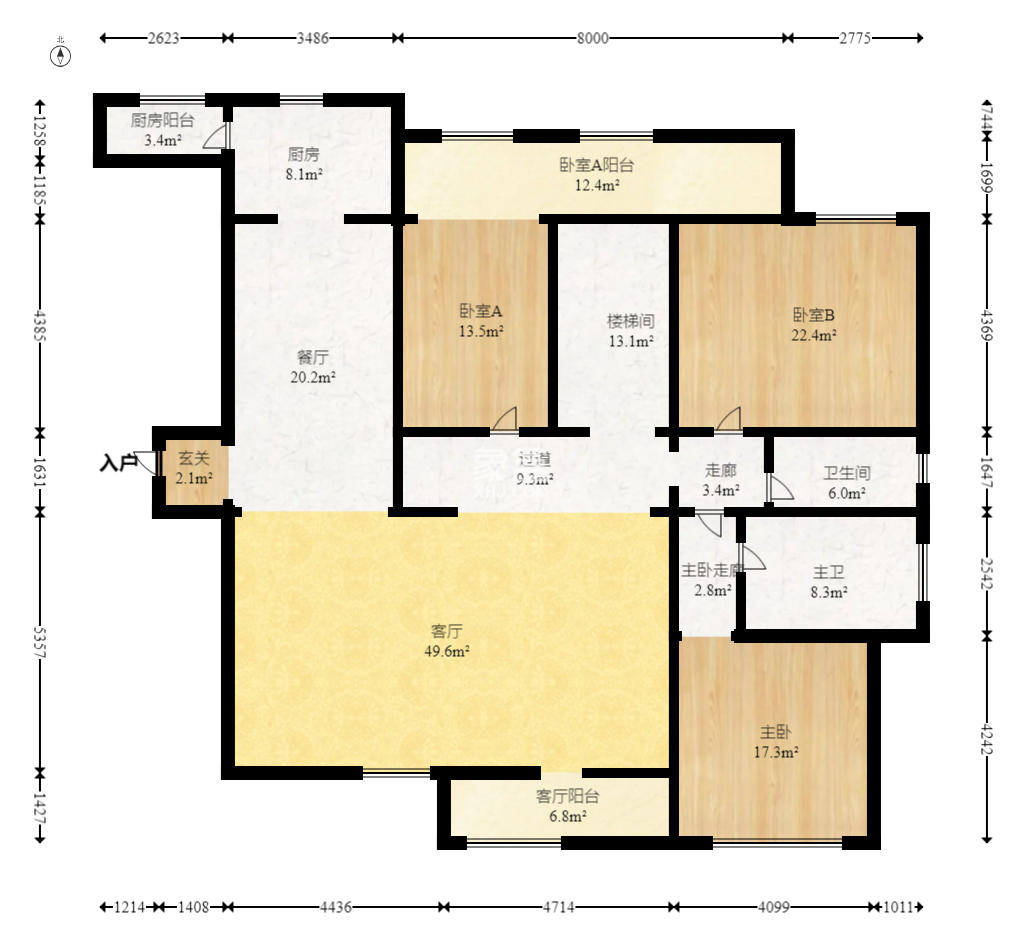 大唐印象一期云海湾  5室2厅3卫    300.0万 大唐印象一期云海湾  5室2厅3卫    300.0万户型图