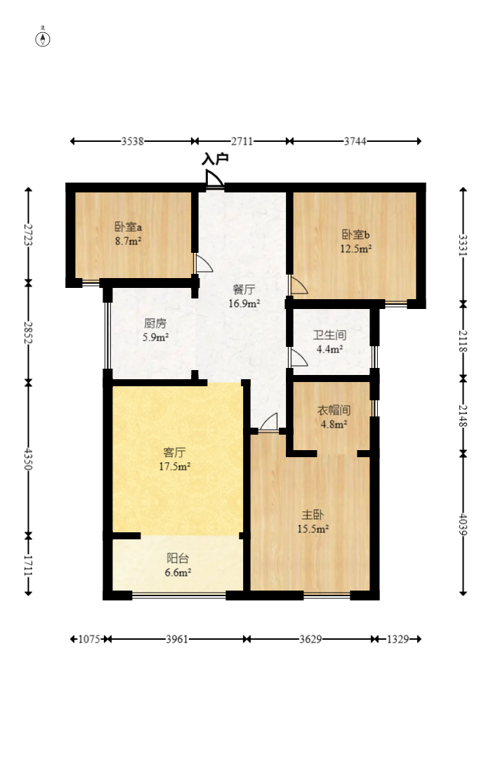 华城城市广场 3室2厅2卫 80.0万 华城城市广场 3室2厅2卫 80.0万户型图