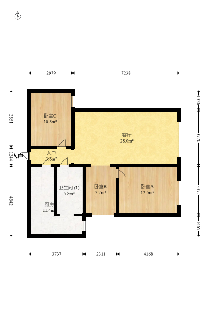 中海梅溪湖壹号  3室2厅1卫    145.8万室内图1