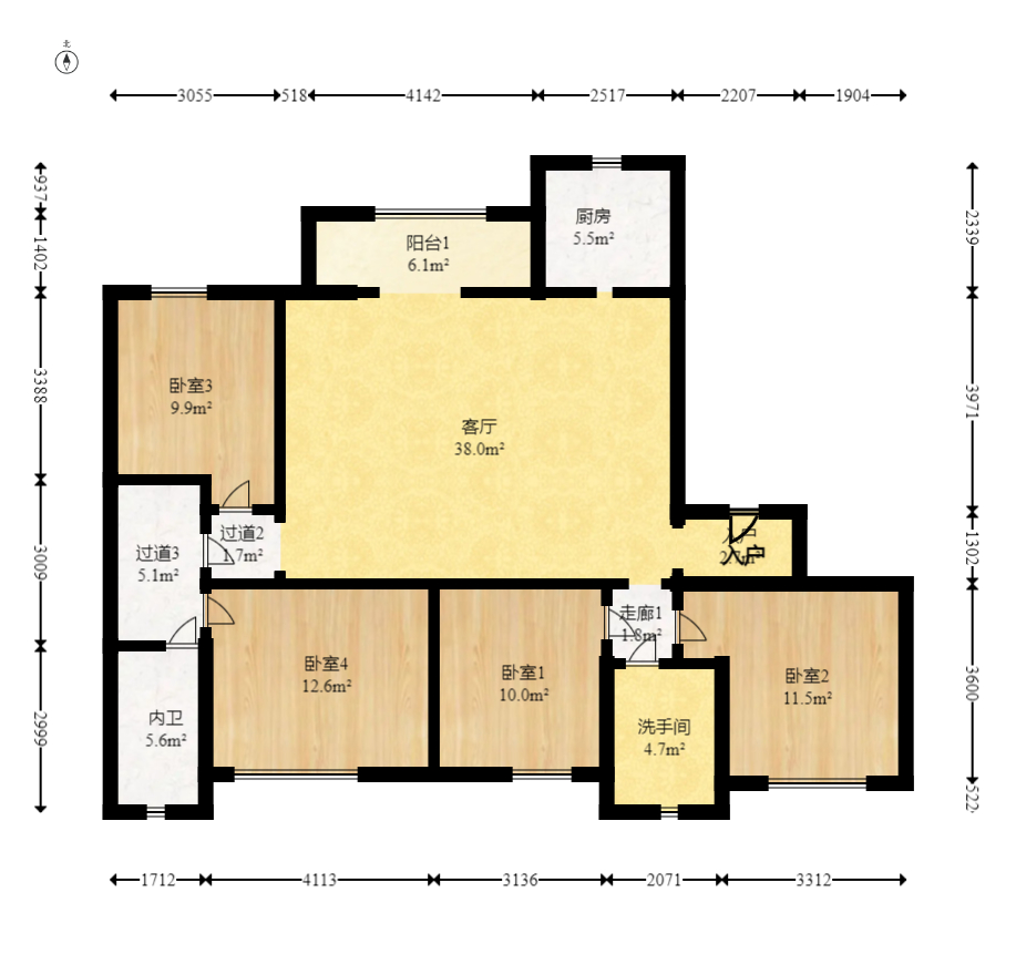 阳光城尚东湾愉景苑  4室2厅2卫    123.0万室内图1