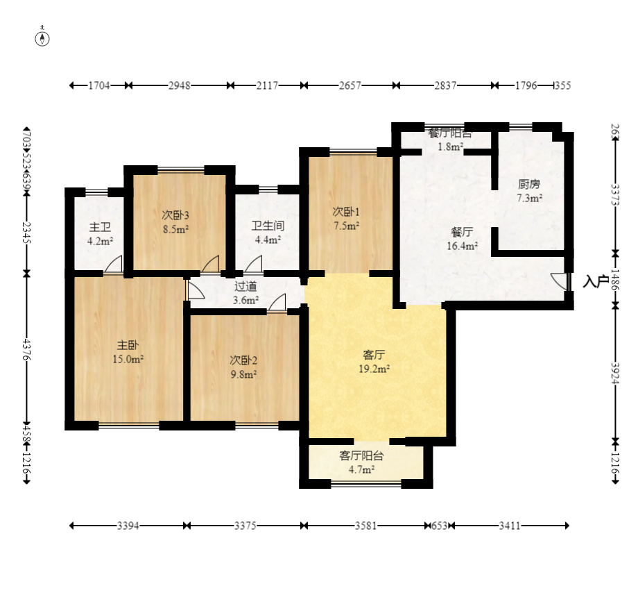 深业睿城 4室2厅2卫 108.8万 深业睿城 4室2厅2卫 108.8万户型图