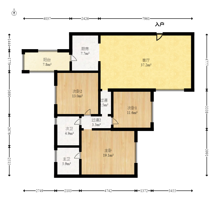 兴威帕克水岸 3室2厅2卫 96.0万 兴威帕克水岸 3室2厅2卫 96.0万户型图