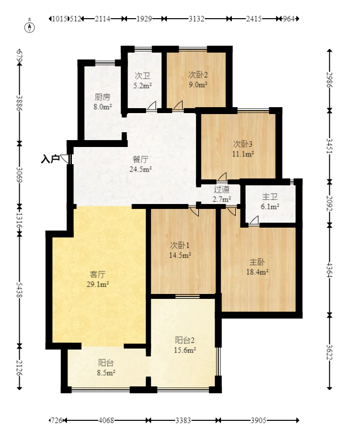 天鸿天府（天鸿中央大院）  4室2厅2卫   146.80万室内图1