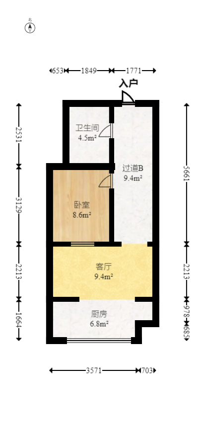 怡海星城  1室1厅1卫   18.50万室内图1