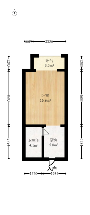五矿紫湖香醍  1室1厅1卫   19.80万室内图1