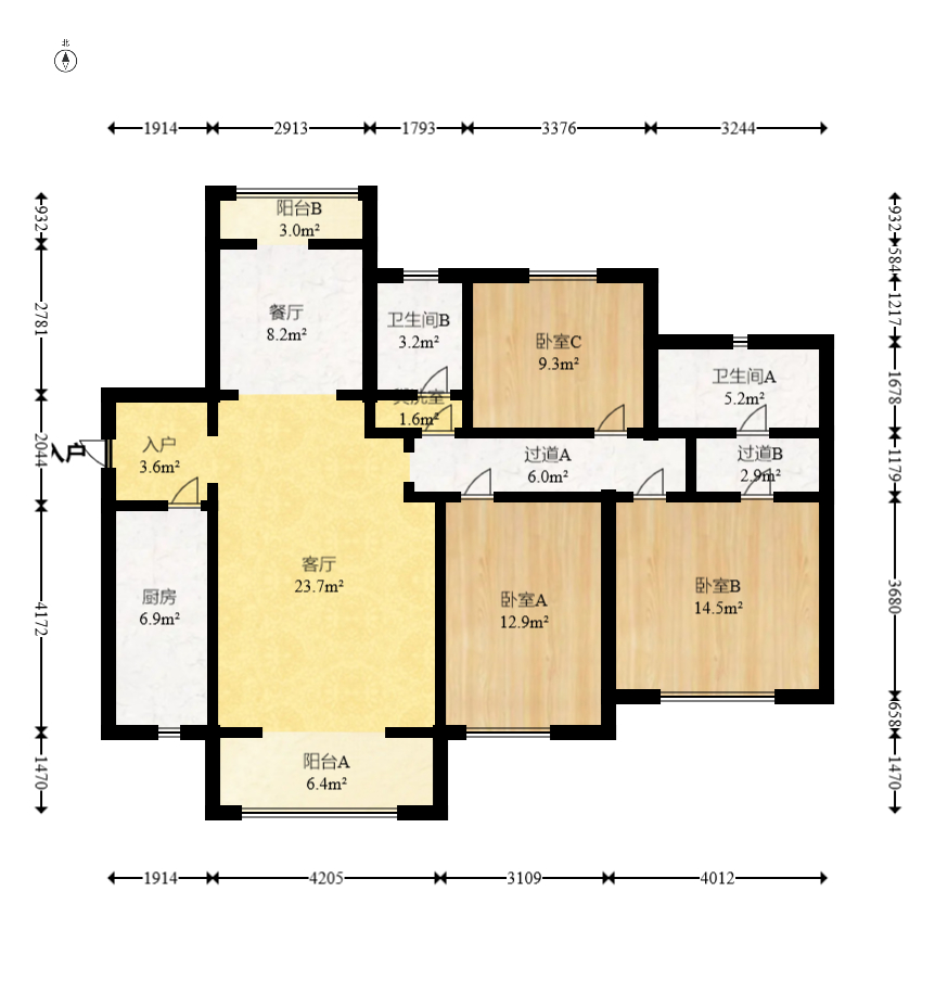 中建嘉和城鳳凰臺(tái)（中建瑞興家園）  3室2廳2衛(wèi)    117.0萬(wàn)室內(nèi)圖1