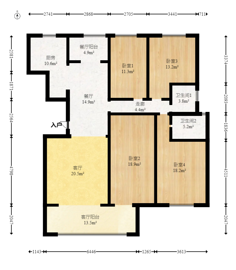 天心金桂园住宅小区 4室2厅2卫 158.0万 天心金桂园住宅小区 4室2厅2卫 158.0万户型图