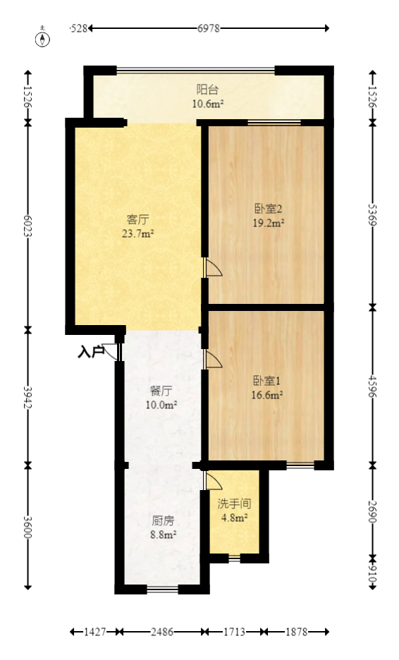 湖橡宿舍  2室1厅1卫   71.00万室内图1