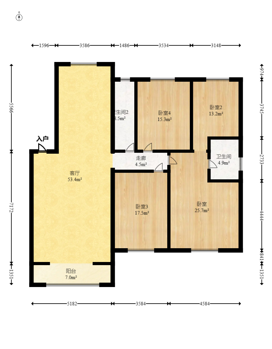 方略学府佳境 4室2厅2卫 85.0万 方略学府佳境 4室2厅2卫 85.0万户型图