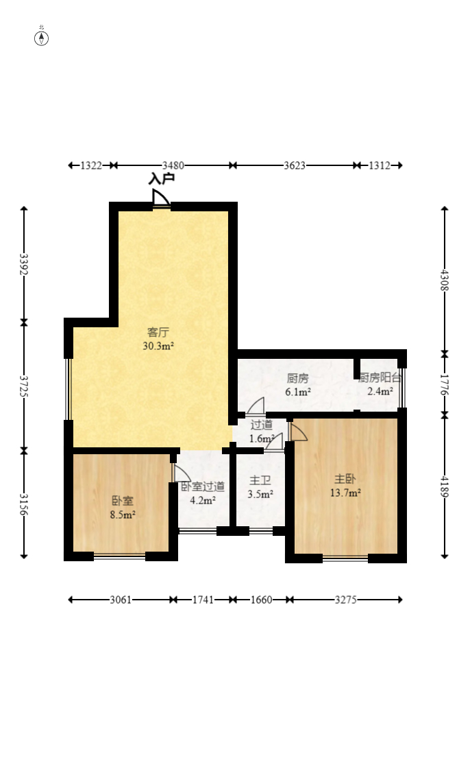 楚天世纪城东苑 2室2厅1卫 39.8万 楚天世纪城东苑 2室2厅1卫 39.8万户型图