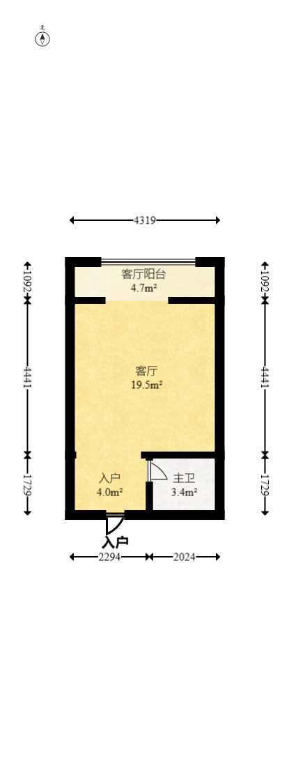 蝴蝶谷  1室1厅1卫   21.80万室内图1