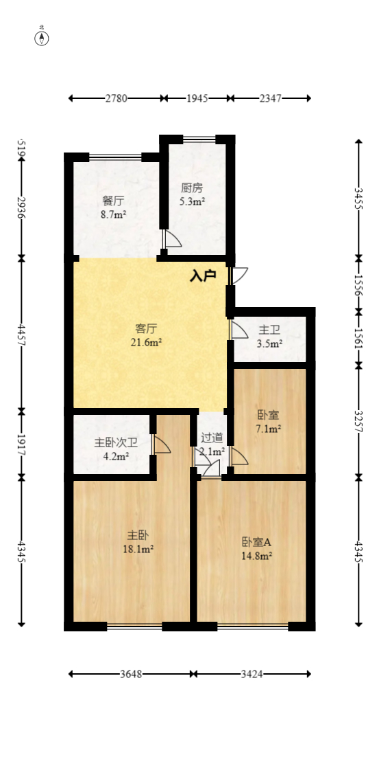 聚鑫大厦 3室2厅1卫 37.0万 聚鑫大厦 3室2厅1卫 37.0万户型图