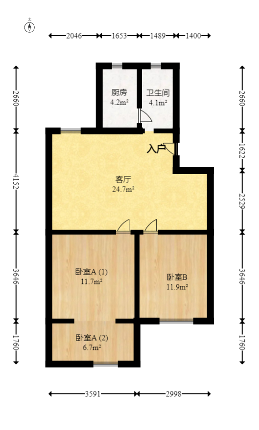 江南公寓  2室1厅1卫   58.80万室内图1