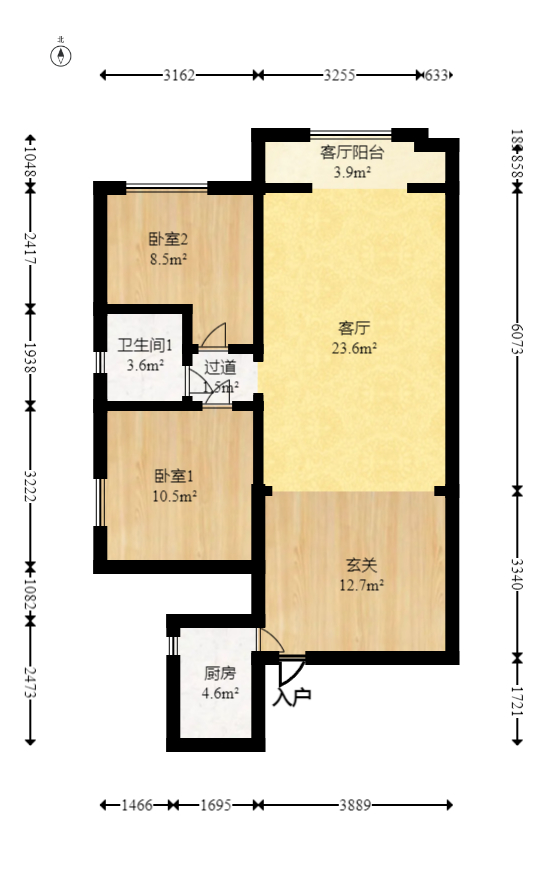 东玺门 2室2厅1卫 66.0万 东玺门 2室2厅1卫 66.0万户型图