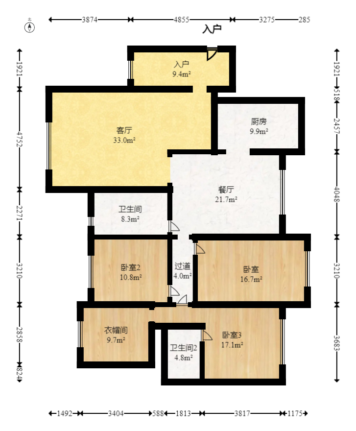 阳光晶城  4室2厅2卫   168.00万室内图1