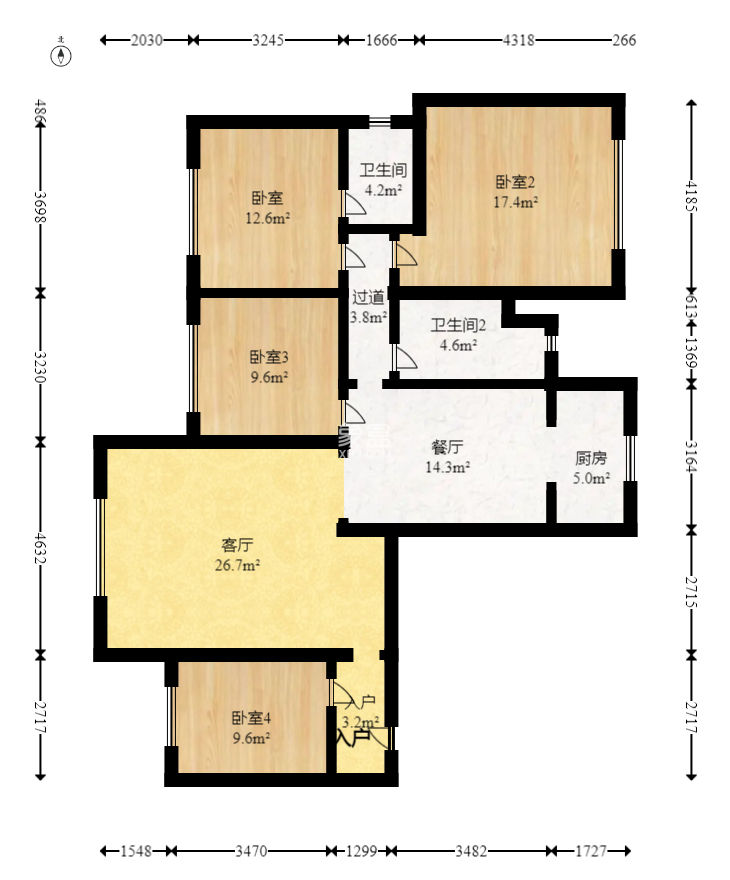 金鷹玖瓏山  4室2廳2衛(wèi)   133.00萬