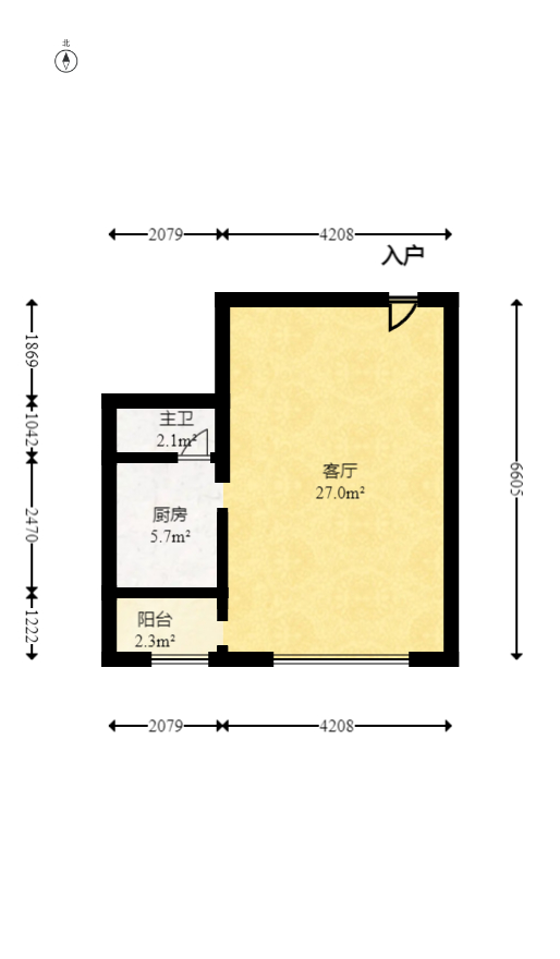 上东印象  1室1厅1卫   35.00万室内图1