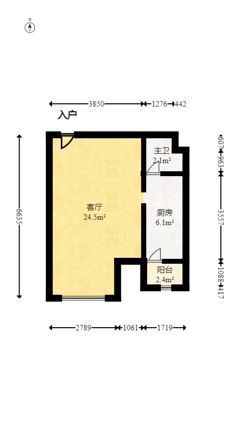 上东印象  1室1厅1卫   35.80万室内图1