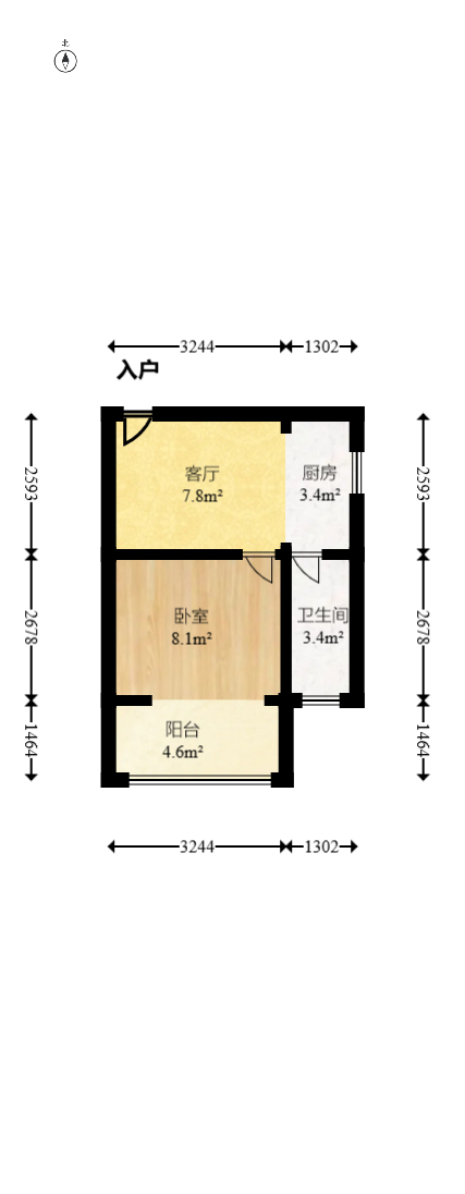 御景龙城  1室2厅1卫   54.00万室内图1