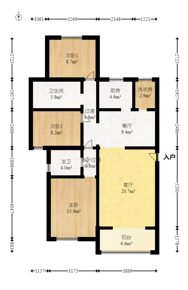 幸福里（幸福里一期）  3室2厅2卫    79.8万室内图1