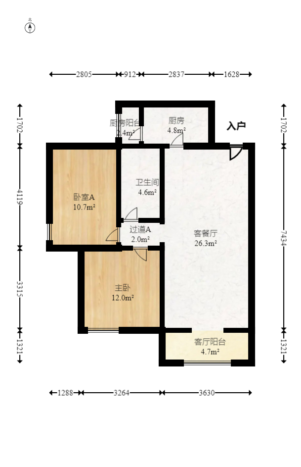 奥克斯广场 2室2厅1卫 72.8万 奥克斯广场 2室2厅1卫 72.8万户型图