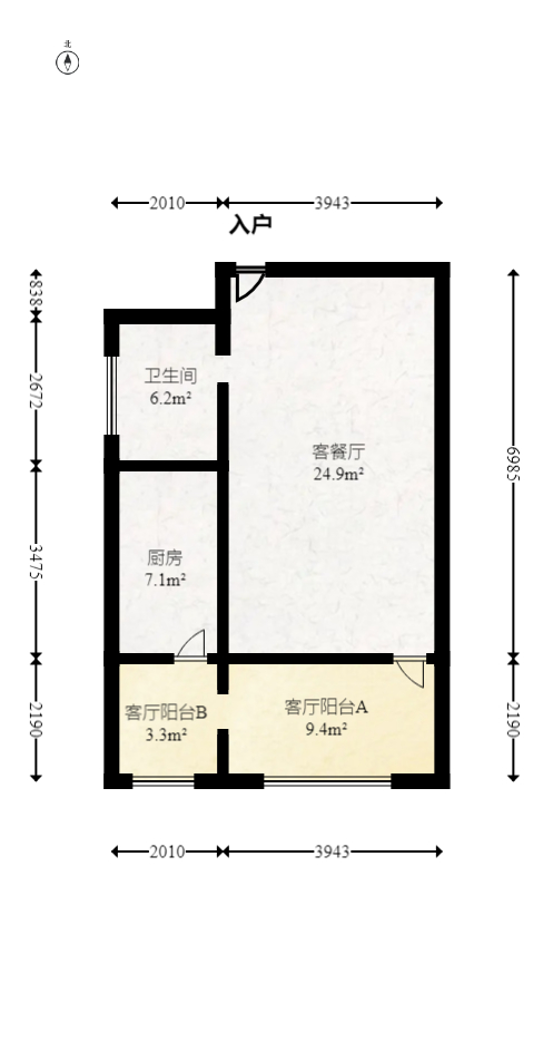 奥克斯广场  1室1厅1卫   54.90万室内图1