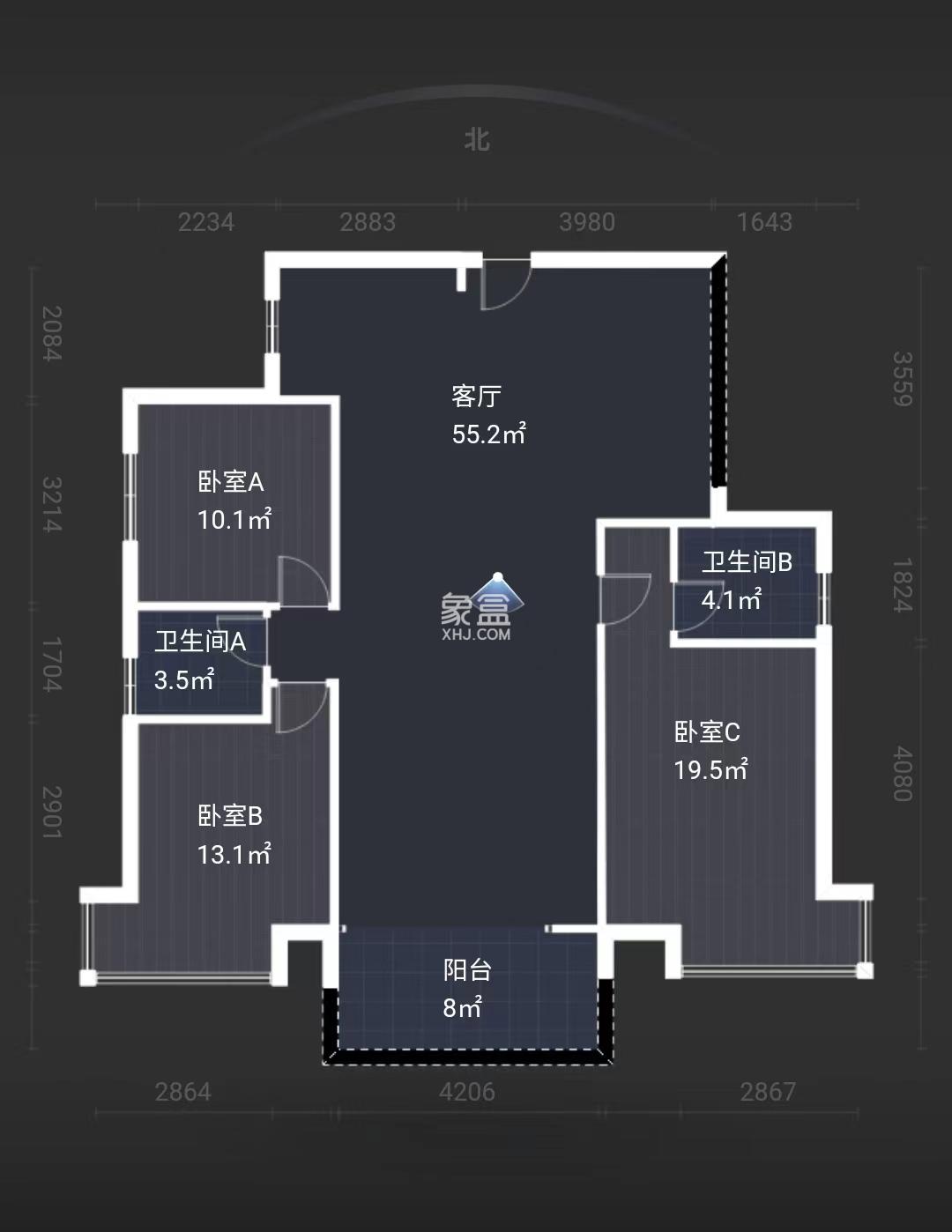 湘江名都  3室3厅2卫   71.00万室内图1