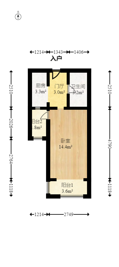 中建信和城  1室1厅1卫   58.00万室内图1