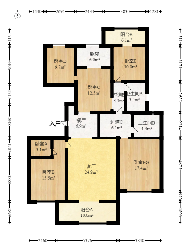 鑫苑木莲世家 4室2厅2卫 218.0万 鑫苑木莲世家 4室2厅2卫 218.0万户型图