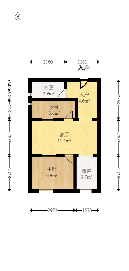 和平城市广场 2室1厅1卫 57.5万 和平城市广场 2室1厅1卫 57.5万户型图