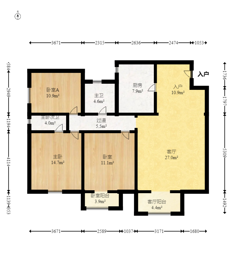 星沙教师公寓 3室2厅2卫 71.0万 星沙教师公寓 3室2厅2卫 71.0万户型图