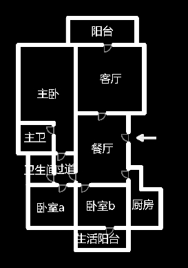 卧龙港  3室2厅2卫   63.80万室内图1