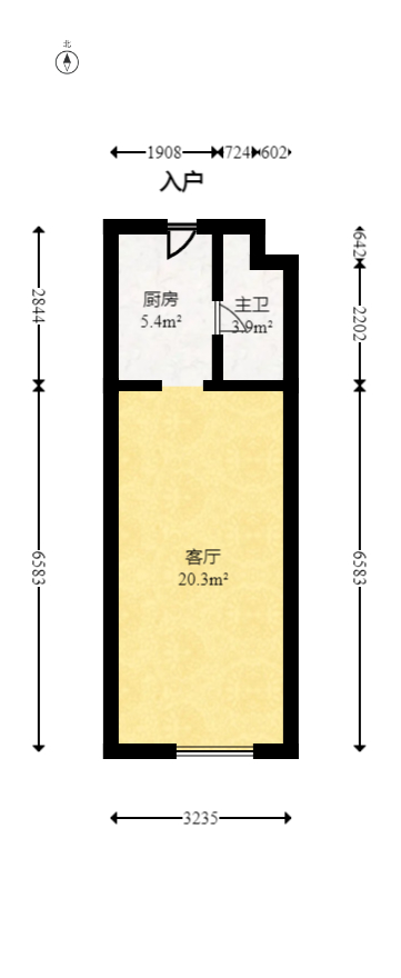 敬天广场  1室1厅1卫    74.57万室内图1
