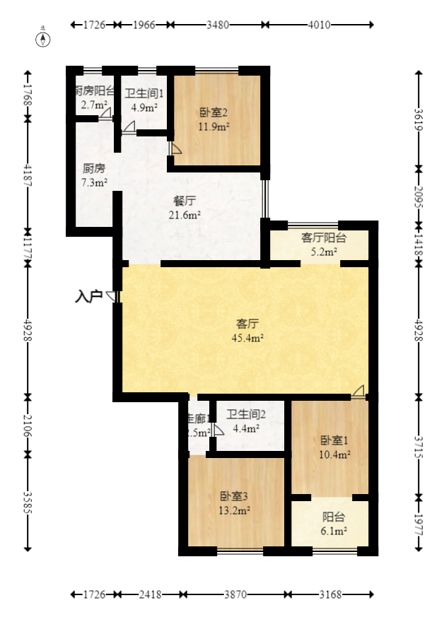 克拉美丽山庄（晟领国际）  4室2厅2卫   141.50万室内图1