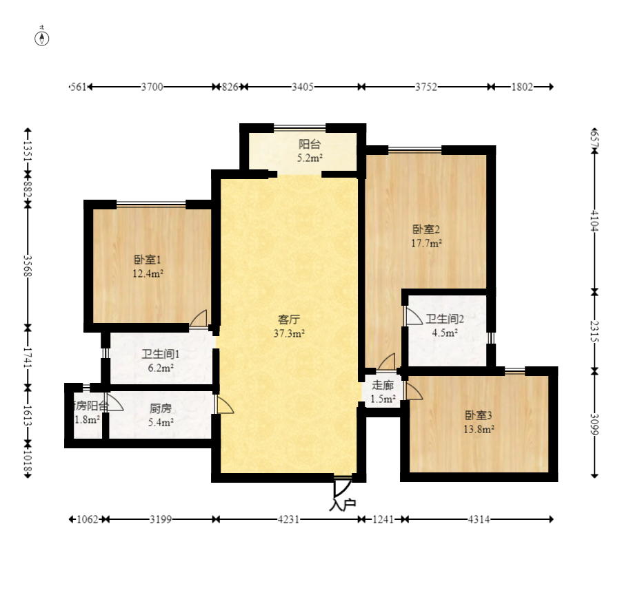 中建信和城  3室2厅2卫   139.00万室内图1