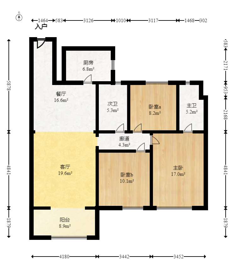 时代梅溪领峰  3室2厅2卫   240.00万室内图1