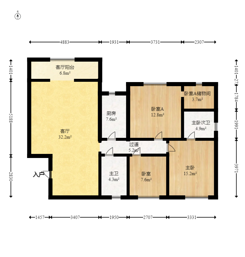 楚天世纪城西苑 3室2厅2卫 82.8万 楚天世纪城西苑 3室2厅2卫 82.8万户型图