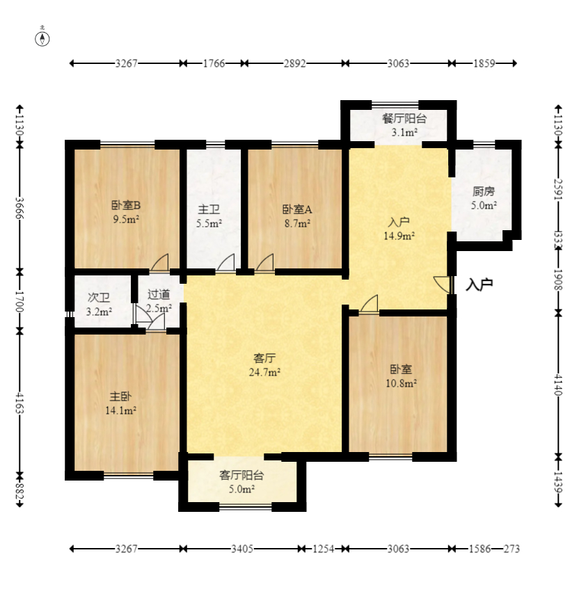 荣盛花语城  4室2厅2卫    99.96万室内图1