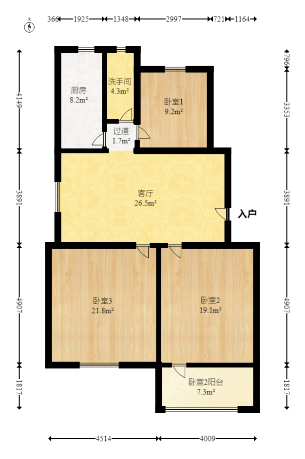 红旗社区  3室2厅1卫   65.00万室内图1