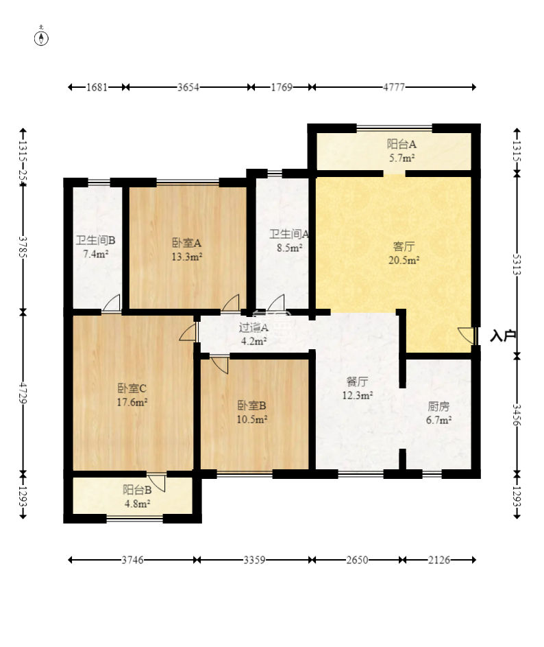 天鴻嘉園  3室2廳1衛(wèi)   90.00萬