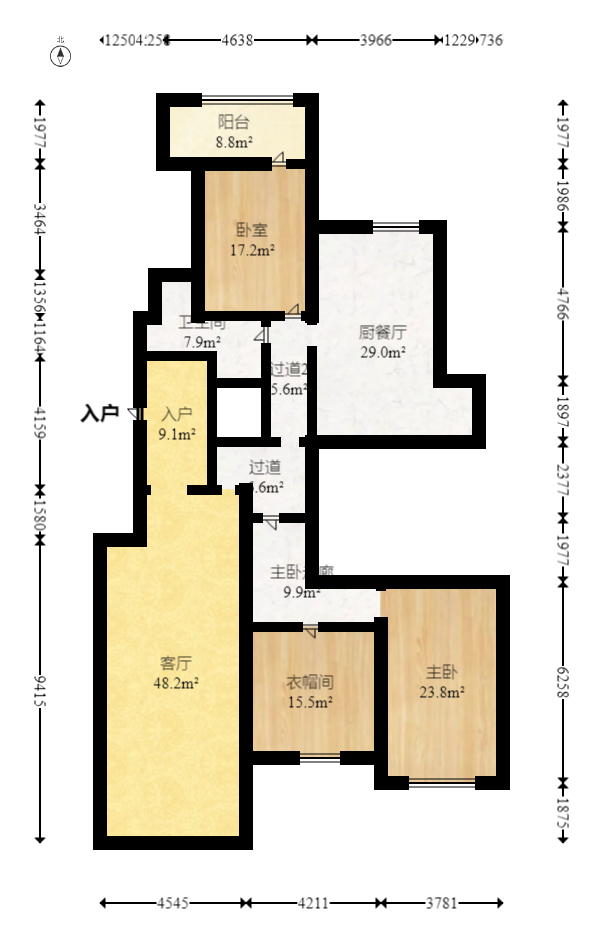 金科东方大院三四期  3室2厅2卫   294.80万室内图1
