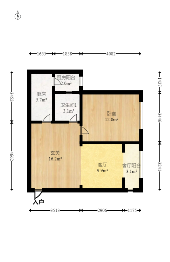 山水华景 1室1厅1卫 52.0万 山水华景 1室1厅1卫 52.0万户型图