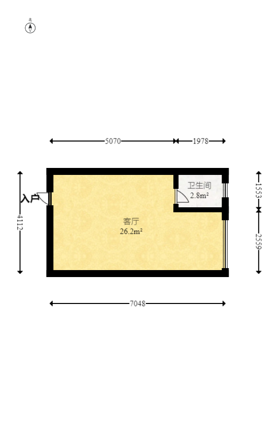 红橡华园(菲莎公馆)  1室1厅1卫   40.00万室内图1