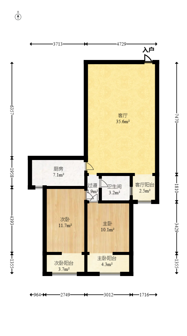 锦璨家园  2室2厅1卫    52.8万室内图1