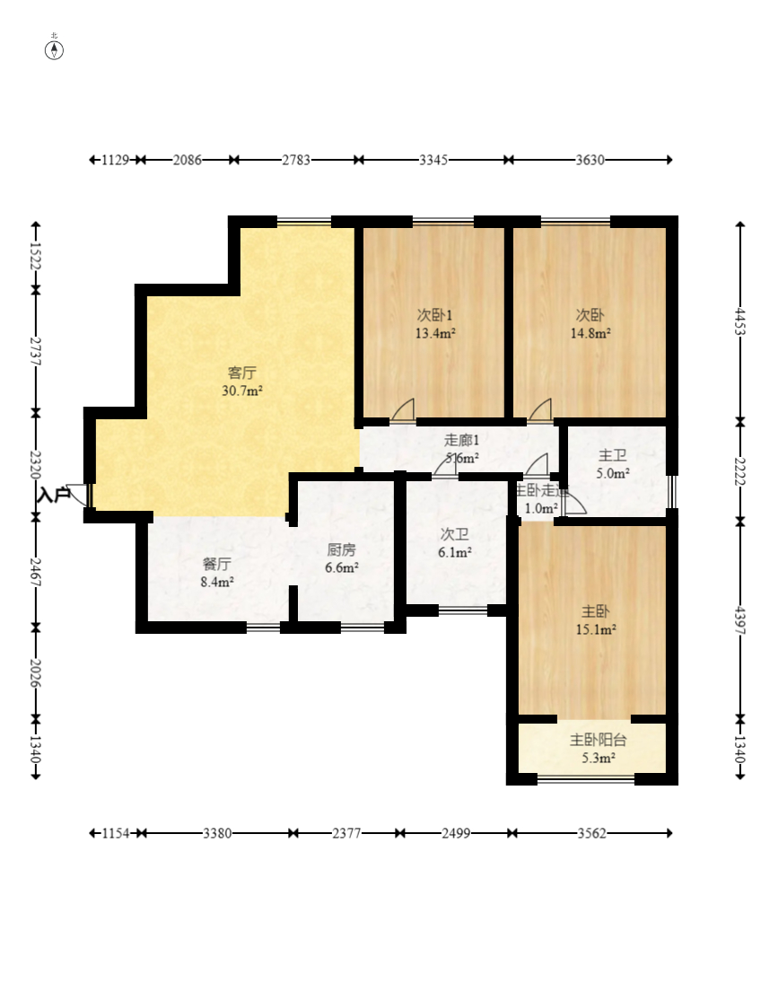 天龙阁 3室2厅2卫 135.0万 天龙阁 3室2厅2卫 135.0万户型图